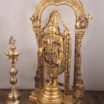 Pure Brass Tirupati Balaji Lord Venkateshwara Statue with Thiruvarchi - 40" | Embrace Divine Blessings | Majestic Idol for Spiritual Focal Point | Original Perumal Statue